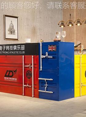 铁艺集装古箱收银台酒吧店复吧台网接LD-85968咖啡厅前台酒客栈咨