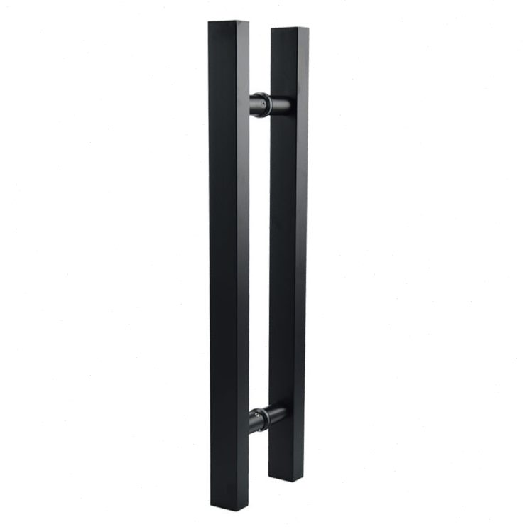 玻璃门把手logo玻璃门拉手不锈钢方管黑色烤漆大木门扶手推拉把手