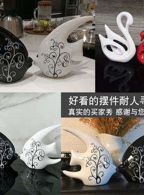 轻奢鱼摆件客厅酒柜高级感家居装饰品陶瓷工艺电视背景墙玄关展示