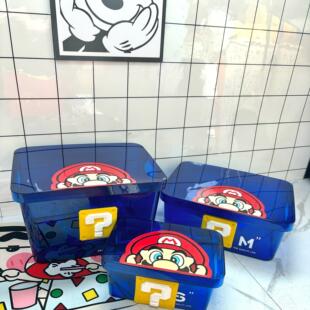 创意马里奥问号透明收纳箱儿童玩具筐零食超大容量衣物整理储物箱