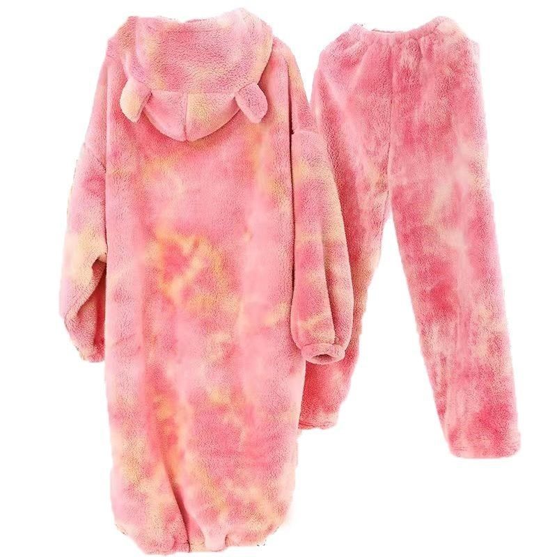 长袖珊瑚绒睡袍女秋冬季长款恶魔冬款加绒加厚大码孕妇法兰绒睡衣