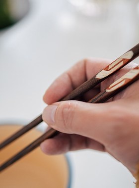 半宅日式实木五双筷子乔迁礼物日料尖头筷子天然原木家用情侣对筷