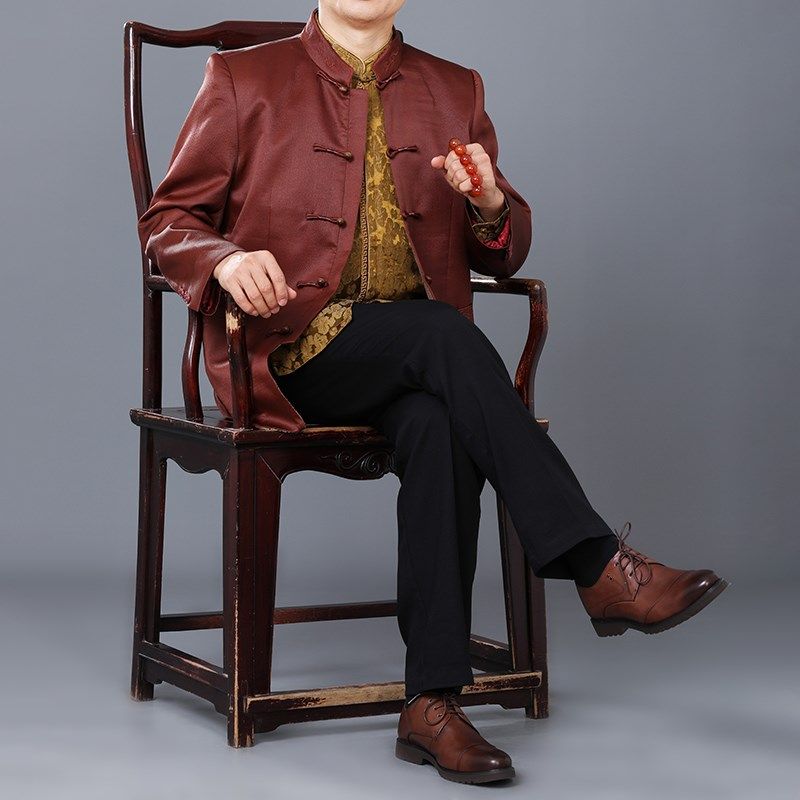 百福龙重磅红云纱男士唐装外套新款 高档男中式爸爸生日婚宴礼服,男装,唐装,淘宝优惠券,粉丝福利购,淘宝优惠卷