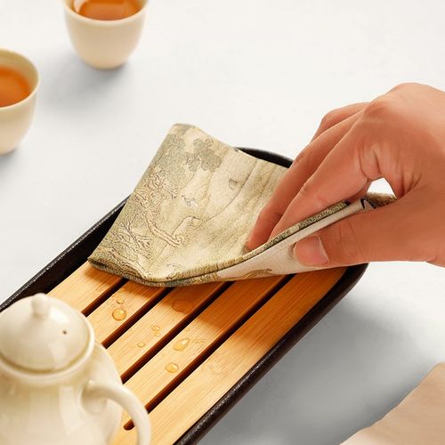 麂皮绒中式高档茶巾吸水养壶巾茶桌垫茶盘台配件毛巾抹布功夫茶具