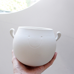 韩国创意手工陶瓷花盆陶盆可爱透气植物盆栽陶土多肉花卉小摆件