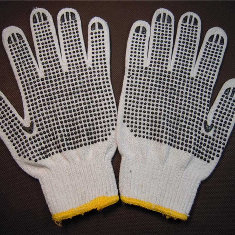 包邮 12双700克足重点珠手套棉纱点胶手套防滑耐磨劳保手套