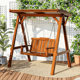 家庭儿童小孩阳台单人荡秋千家用室内外吊椅防腐木摇摇椅实木座椅