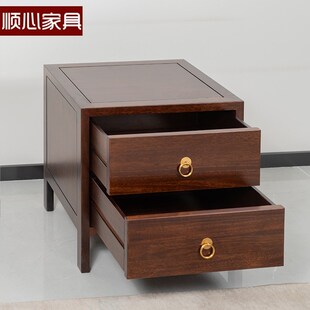 顺心家具新款实木床头柜小型新中式乌金木抽屉式卧室床边柜