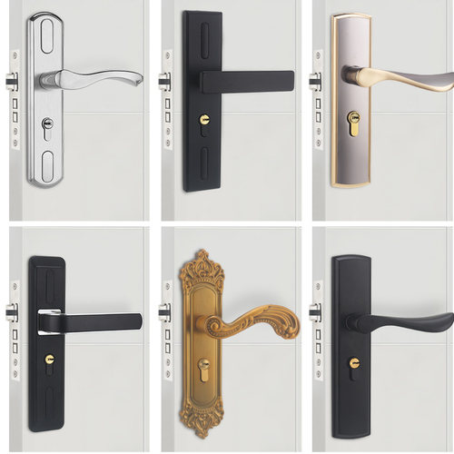 卧室门锁家用通用型室内房木门可调节黑色锁具老式免改孔旧门换锁