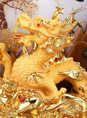 财富兴隆招财龙摆件平安扣客厅玄关办公室酒柜装饰品乔迁开业礼物