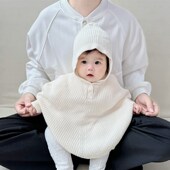 婴儿披风棉线针织外套女宝宝外出连帽防风斗篷儿童保暖罩衫 外出服