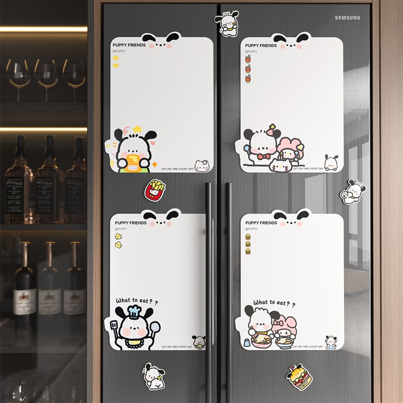 新款磁吸冰箱贴留言板卡通创意吃蛋糕小帕白板可擦写备忘录提示板