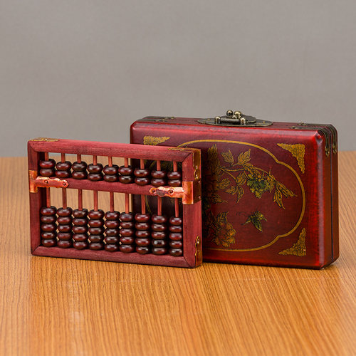 实木仿古小号九档算盘原木做旧工艺算盘装饰摆件文玩算盘