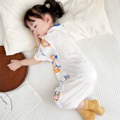 家居服 纯棉婴儿护肚防踢被宝宝连体睡衣男童夏款 睡袋儿童夏季 薄款