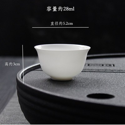 骨瓷薄胎小反口杯潮汕功夫茶具茶杯纯白色陶瓷防烫单丛品茗杯客厅