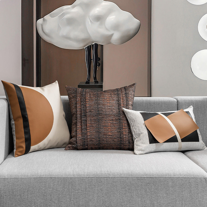 轻奢沙发抱枕新中式长方形客厅枕样板间卧室牀头靠枕抱枕套不含芯