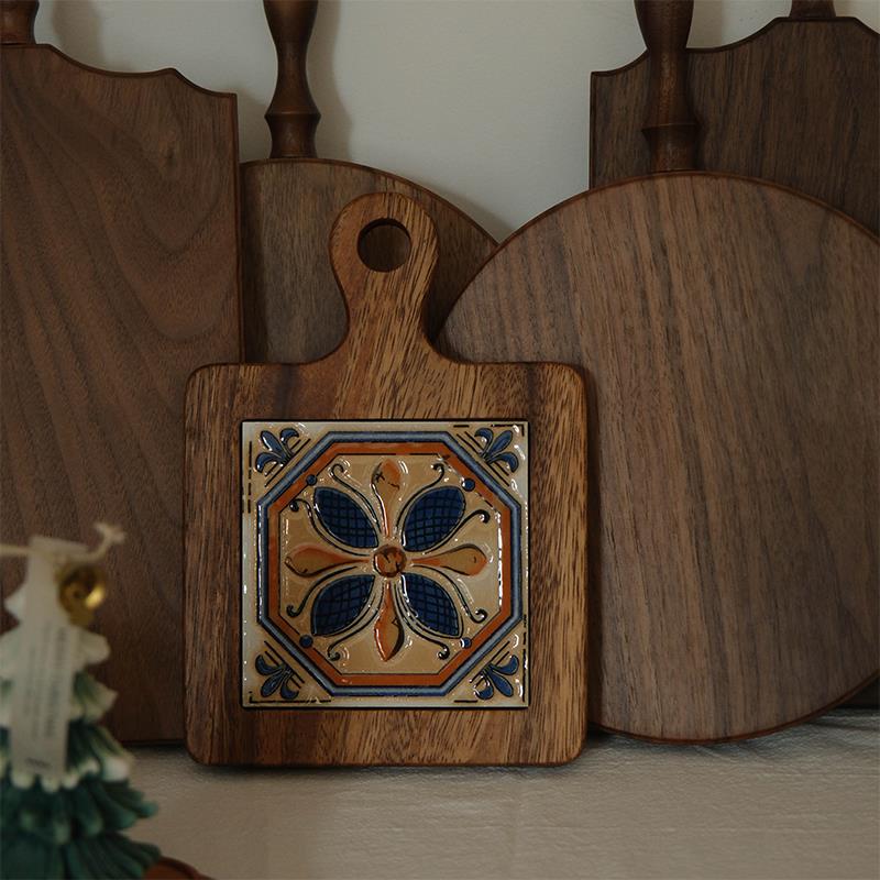 夏克 Home | 覆古花砖实木餐垫中古杯垫餐桌隔热垫锅垫防烫茶杯垫