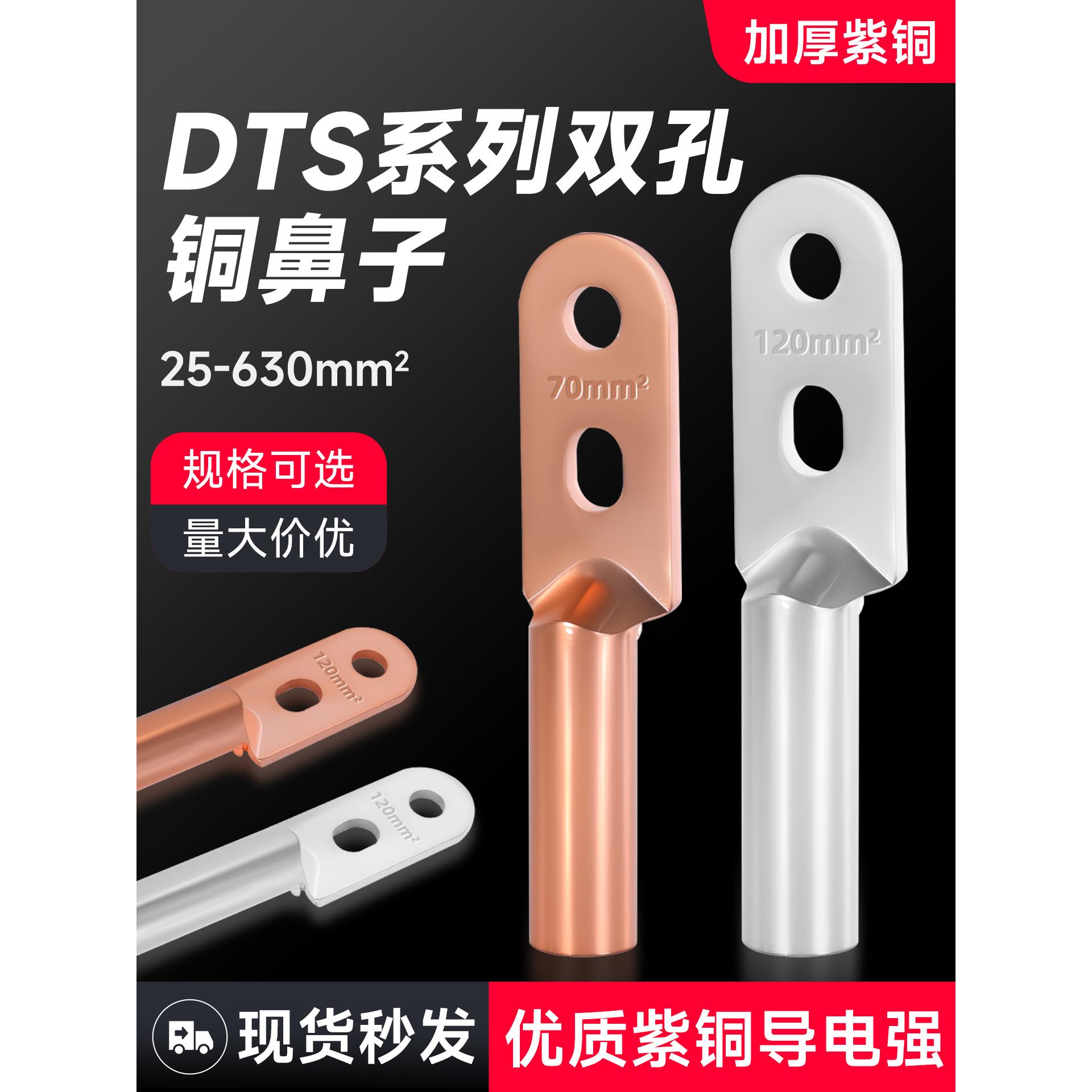 双孔铜鼻铜线耳双眼端子座dt -16/25/35/50/70/95-630平方米