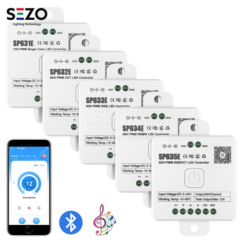 SP63X控制器LED灯带蓝牙音乐APP单色CCT双色温RGBCCT灯具驱动器