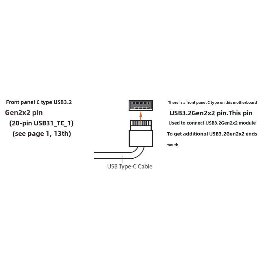 USB3.2/3.1挡板TYPE-E转type-C前置C母公机箱PCI位线GEN2 /20Gbps