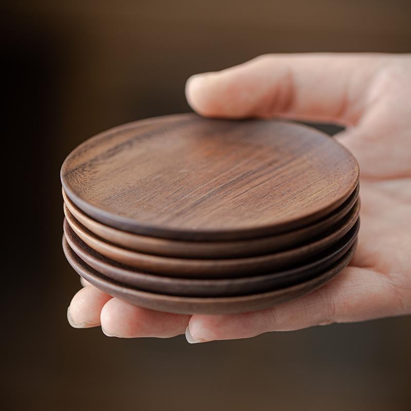北美黑胡桃木杯垫实木杯托木质茶托小茶垫茶杯隔热垫茶具茶道配件
