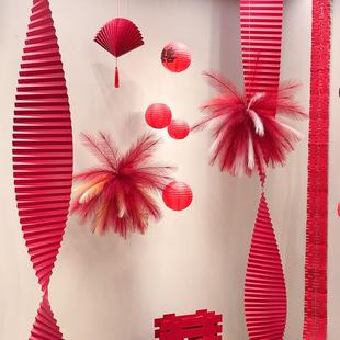 婚房结婚仿真芦苇烟花羽毛孔雀草立柱晨袍拍照背布置装饰套装客厅