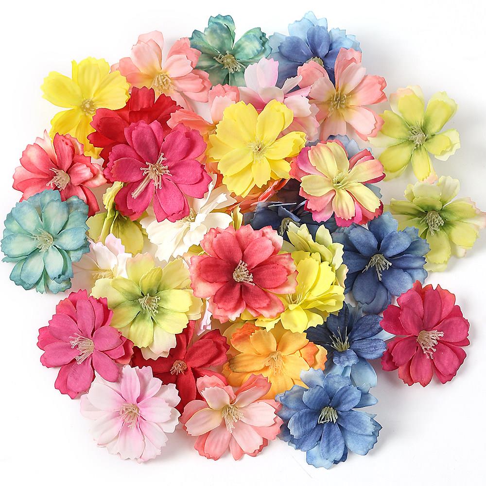 仿真梅花头花朵绢花 DIY手工花环材料 汉服头饰服饰辅料 婚庆装饰