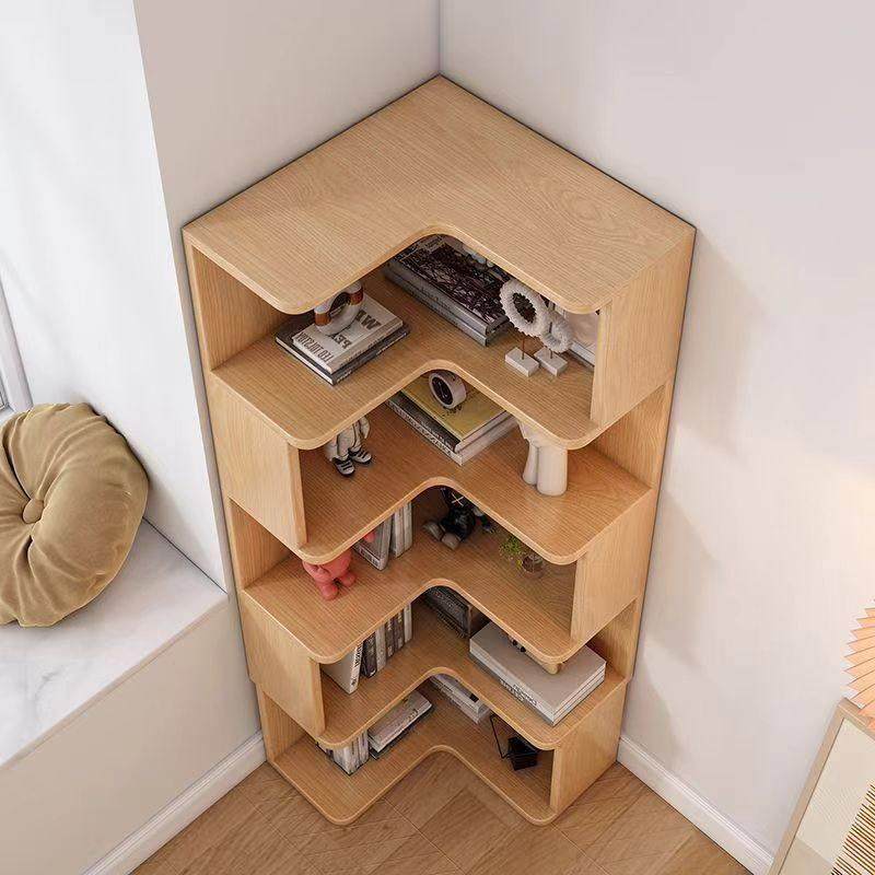 实木书架转角柜墙角落地收纳柜家用收纳柜现代简约置物架转角书柜