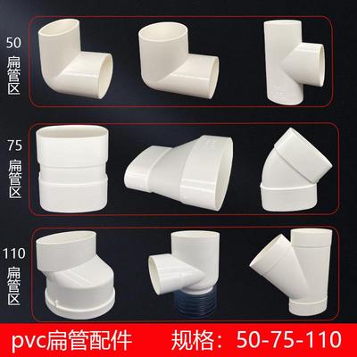 pvc50 75 110扁管地漏移位器弯头圆变扁三通排水管配件椭圆管件