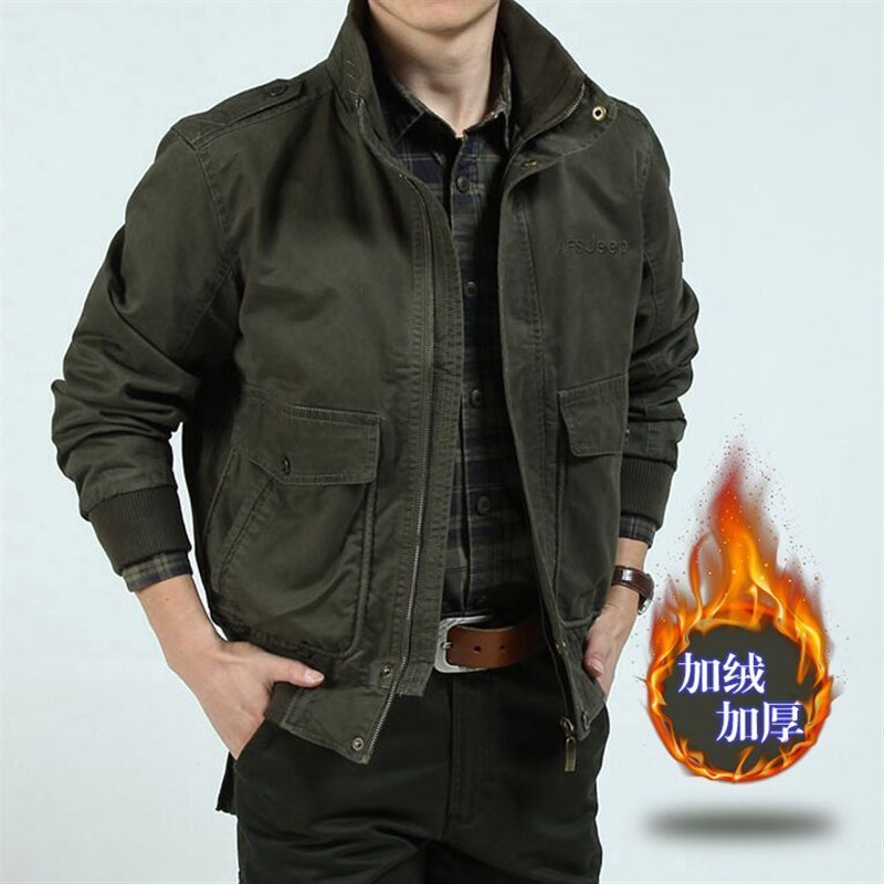 见展车休闲夹克男士春秋款大码夹克衫纯棉外套男水洗棉短款夹克