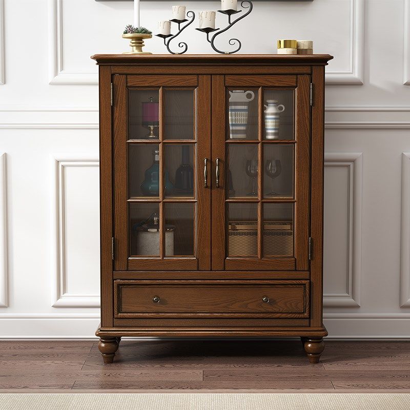 卡万利美式实木酒柜小户型客厅家具双门储物餐边柜简约玻璃门酒柜,住宅家具,酒柜,淘宝优惠券,粉丝福利购,淘宝优惠卷