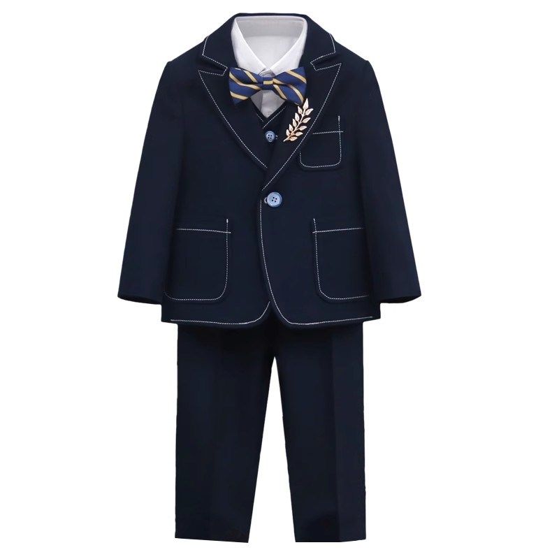 男童西装套装秋冬加厚花童主持人演出服英伦风钢琴礼服朗诵小西服