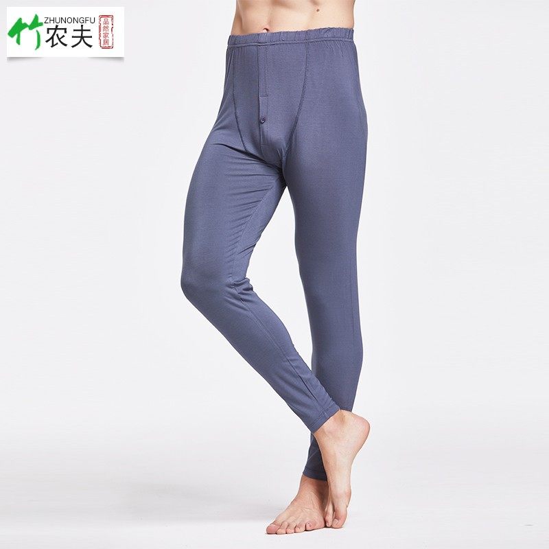 竹纤维秋裤男士秋冬薄款宽松中老年保暖裤线裤衬裤打底加肥加大码