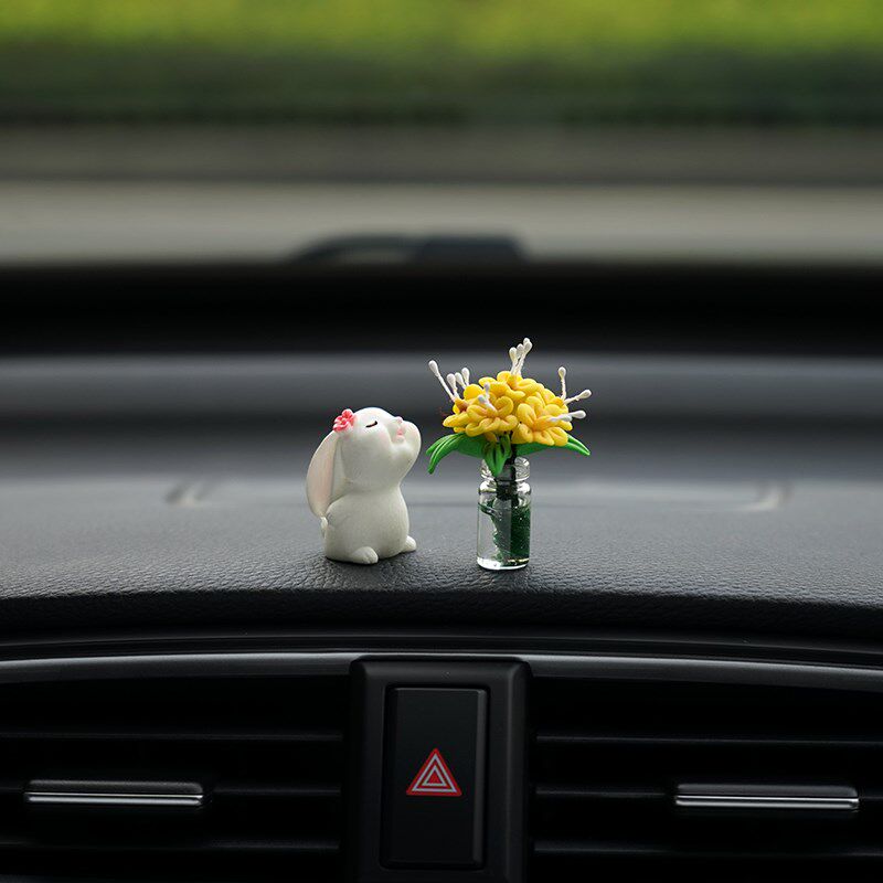 迷你玻璃花瓶汽车小摆件百合花朵车载车内中控台车窗装饰品女生