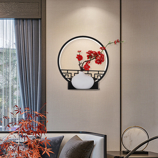 新中式壁灯花朵床头灯公主房一对对中山灯具客厅装饰品艺术壁灯