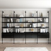 诧寂风实木书架挂墙客厅书柜复古落地收纳架多层置物架铁艺展示柜