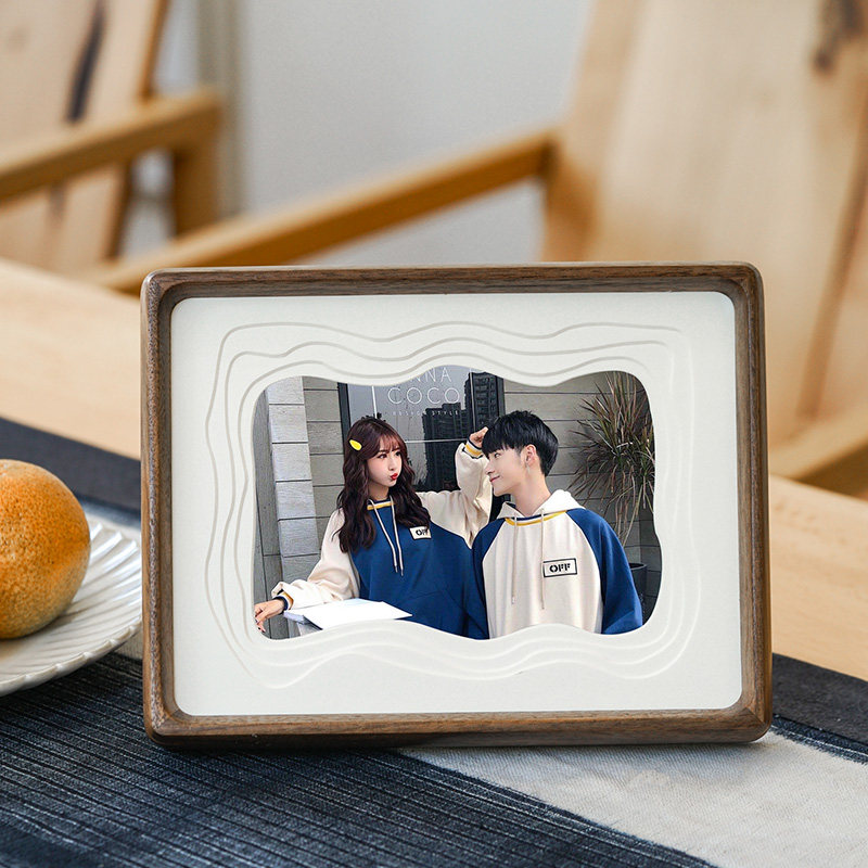 洗照片做成相框6寸摆台高级感A4创意简约礼物定制装裱实木8寸画框