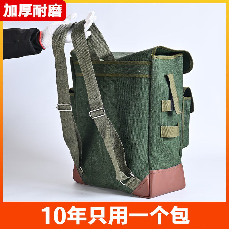 帆布加厚大容量双肩背包大号结实耐用耐磨木工空调维修五金工具包