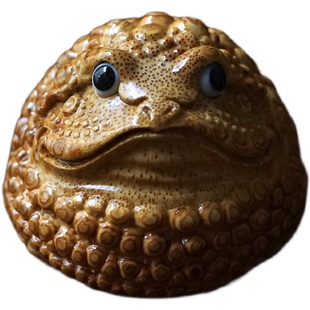 李钦炜驴蹄活眼满钉老料招财金蟾竹根雕刻手把件招财文玩茶宠摆件