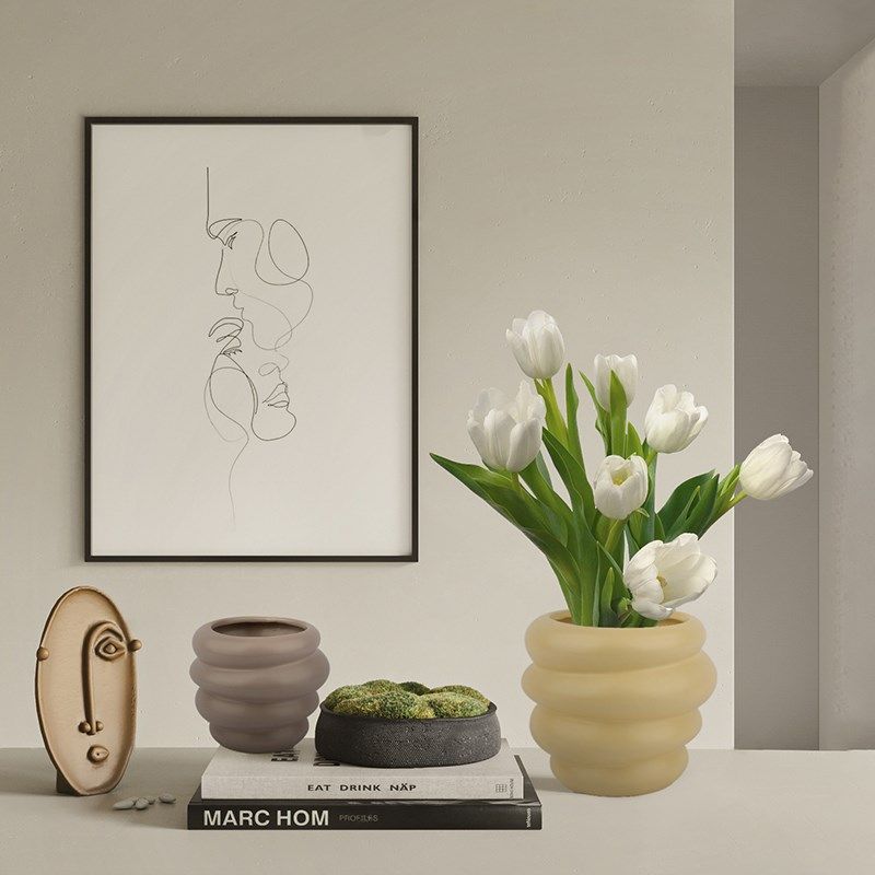 森空间客厅装饰桌面花瓶花器插花陶瓷装饰简约风小众银色艺术摆件