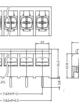 HB7620栅栏式电源接线端子 2P/3/4/5/6/7/8/9P 7.62mm 带盖子包邮