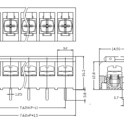 HB7620栅栏式电源接线端子 2P/3/4/5/6/7/8/9P 7.62mm 带盖子包邮