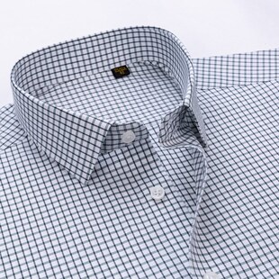 高级感工装 var高端纯棉成衣免烫细格子长袖 商务正装 男士 衬衫