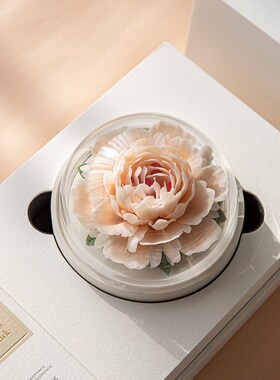 德化手捏牡丹陶瓷花装饰品摆件客厅办公室茶几车载香薰扩香器礼品