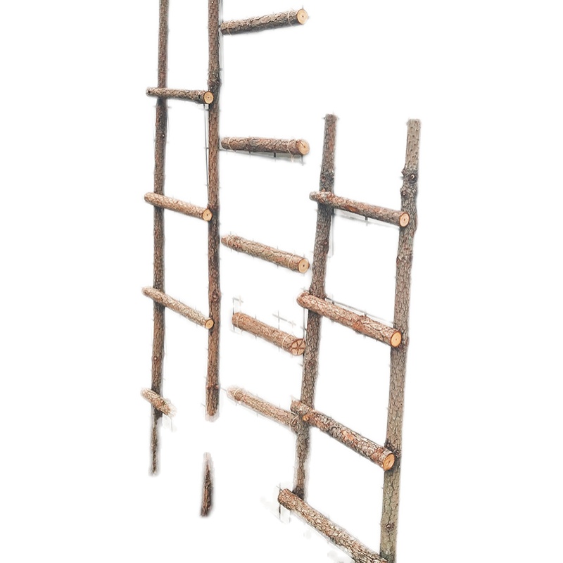 带皮实木梯子装饰楼梯绳梯复古直梯摆件木质软梯森系摄影道具