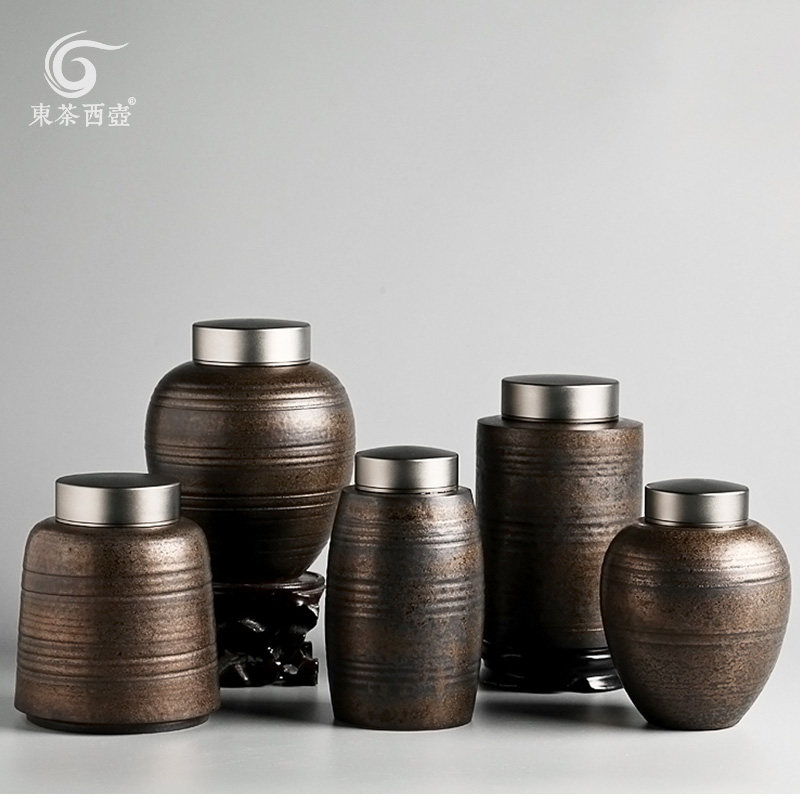 东茶西壶茶叶罐大号密封罐防潮茶复古铝合金盖存茶罐