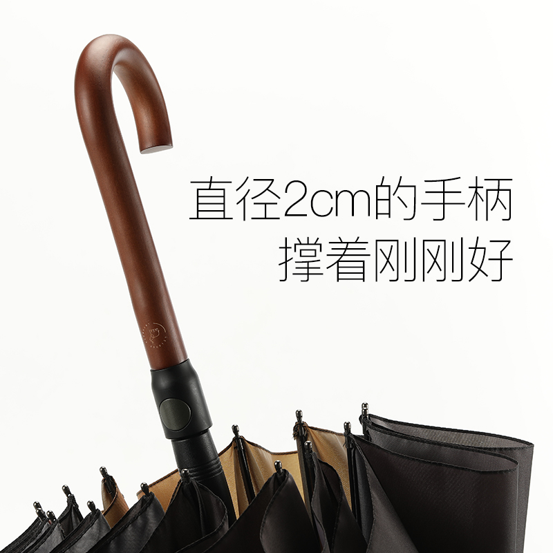 个性创意插画骨长柄雨伞女复古高档实木弯柄直杆伞加固结实抗风