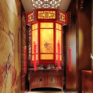 仿古实木宫灯复古别墅阳台大红灯古典茶楼会所祖屋羊皮吊灯