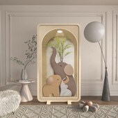 现代奶油风屏风客厅入户玄关卧室小户型遮挡座屏大象