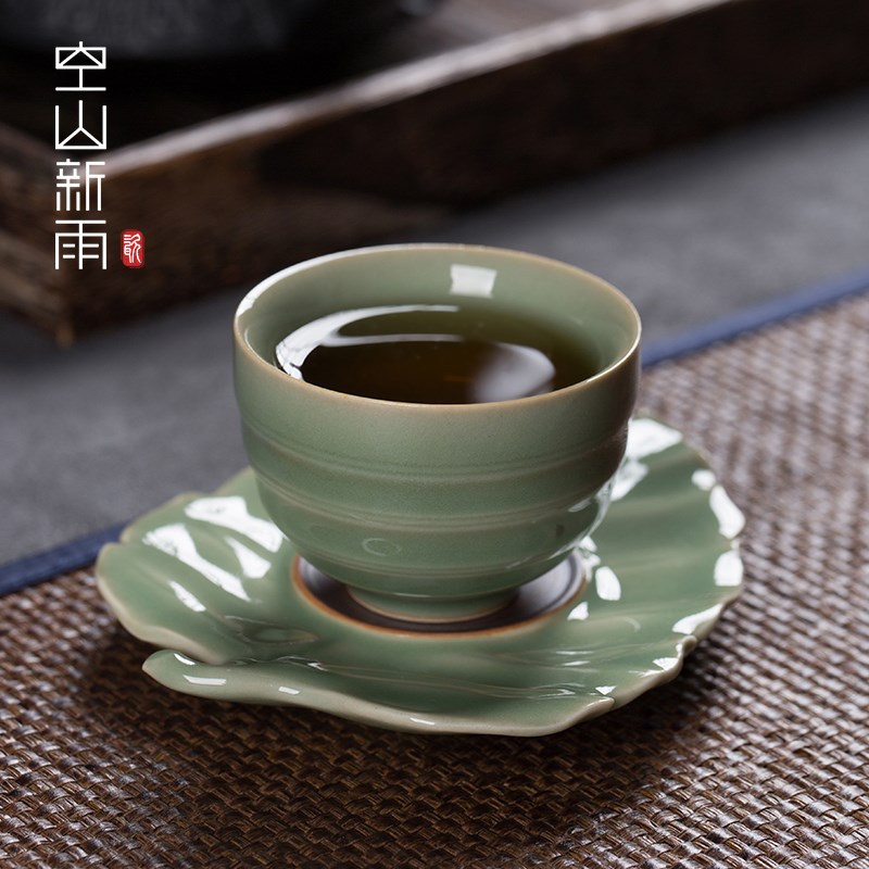 龙泉青瓷手工杯带功夫茶具茶盏品茗杯茶道零配茶杯
